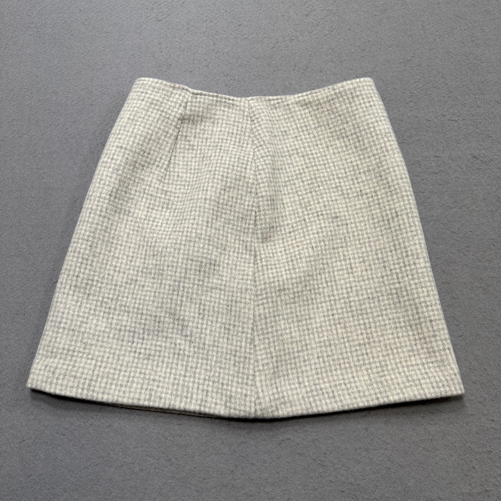 Club Monaco Mini Skirt Womens 4 White Houndstooth A-Line Back Zip Preppy Classic
